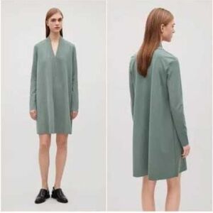 COS V-Neck Jersey Long Sleeve Dress Sz S